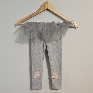 Gray Ruffled Kids Leggings With Sparkle And bow Detail 4-6